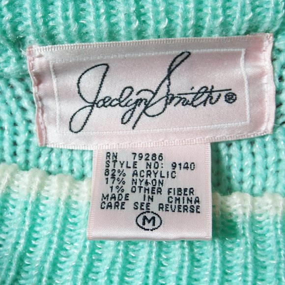 Vintage JACLYN SMITH 80s Beaded Embellished Pastel Green Knit Pullover Sweater - Picture 3 of 3